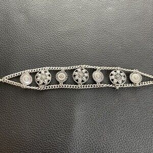 Floral Chain Chocker With Rhinestones